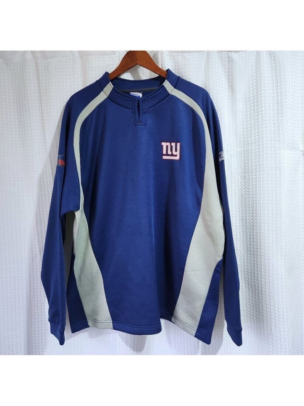 New York Giants Sweater Men's xl Reebok NFL Football Heavyweight Blue & White